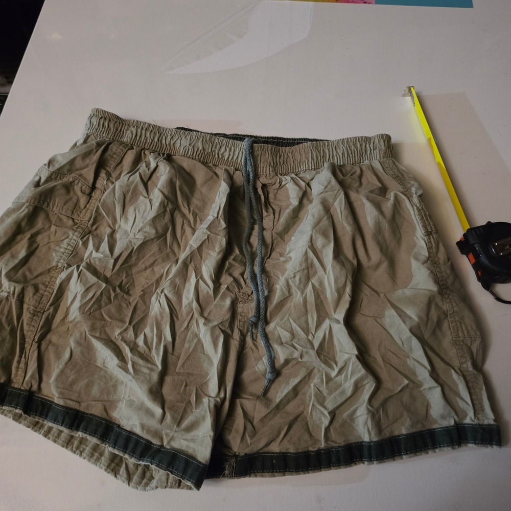 Extreme Limit Mens Khaki Tan Mesh Lined Cargo Shorts XL Elastic Drawstring